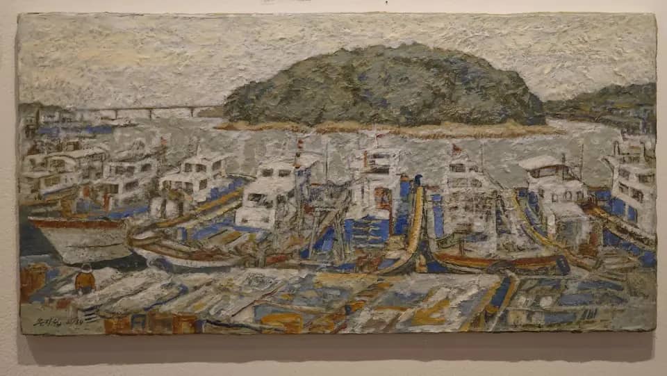 겨울항구, 종이에 유채 2010 - 손장섭