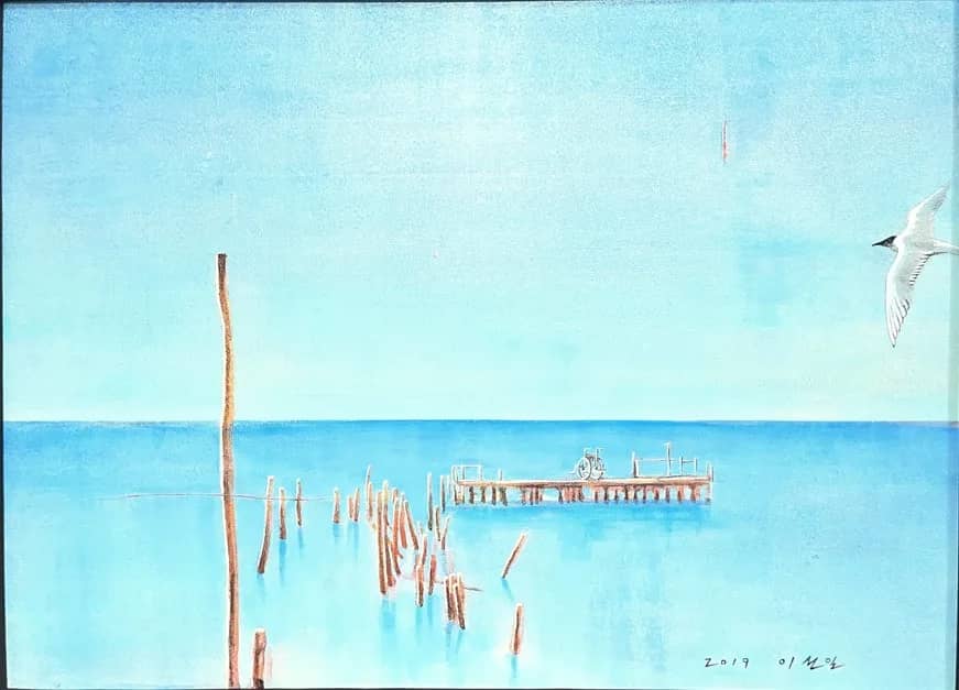 끊어진 선착장에서 수평선을 보다, 혼합재료(Mixed media) 2019 - 이선일