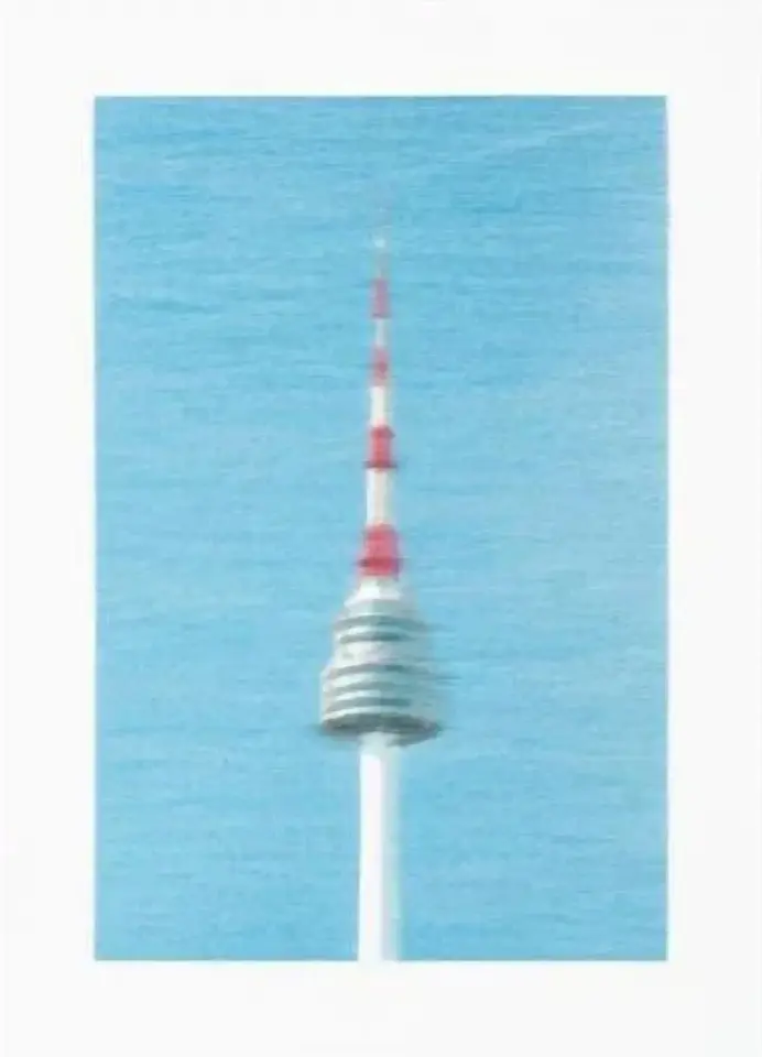 서울타워로부터, Pigment based inkjet on touched paper, 하얀색 원목액자 2019 - 라인석