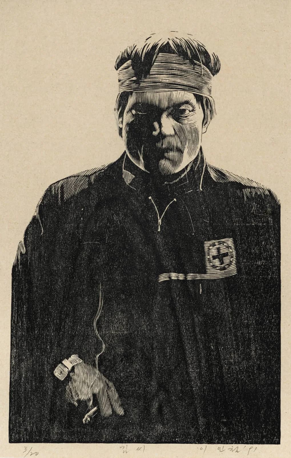 金씨, 목판채색 1991 - 이인철