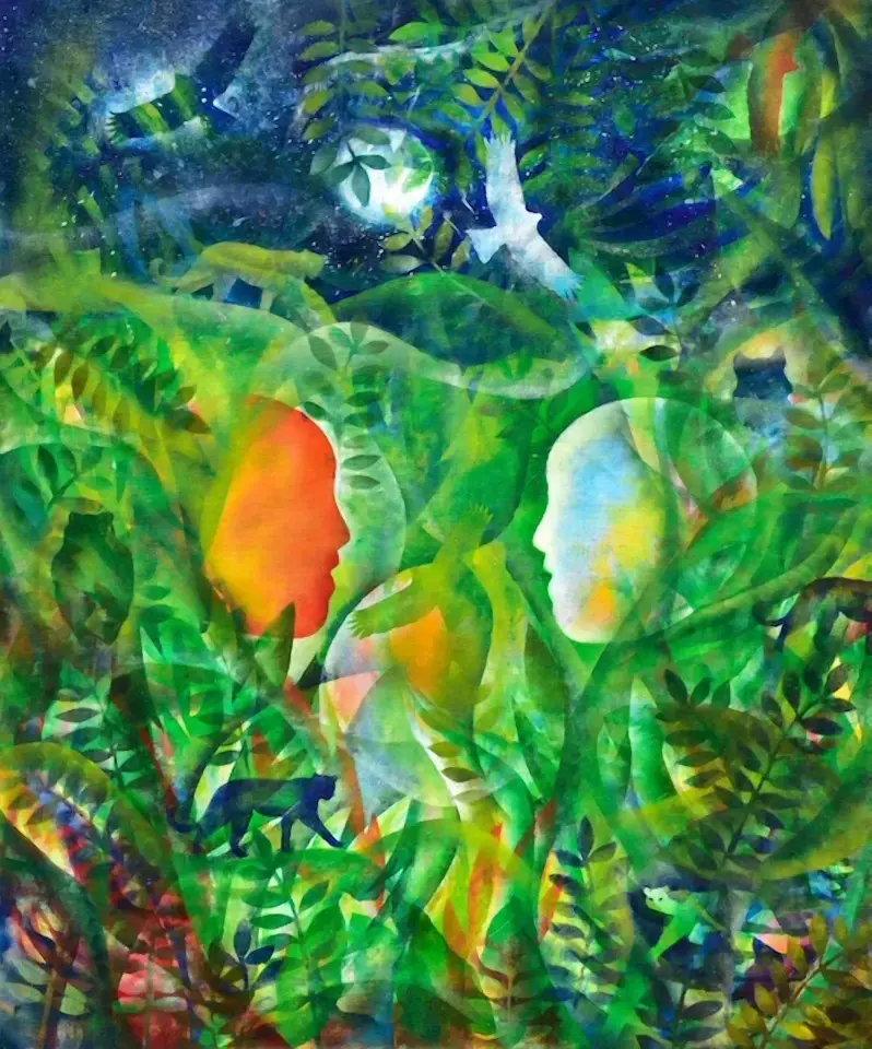 Conversation in the Jungle, Oil on canvas 2025 by Cheon Jisu