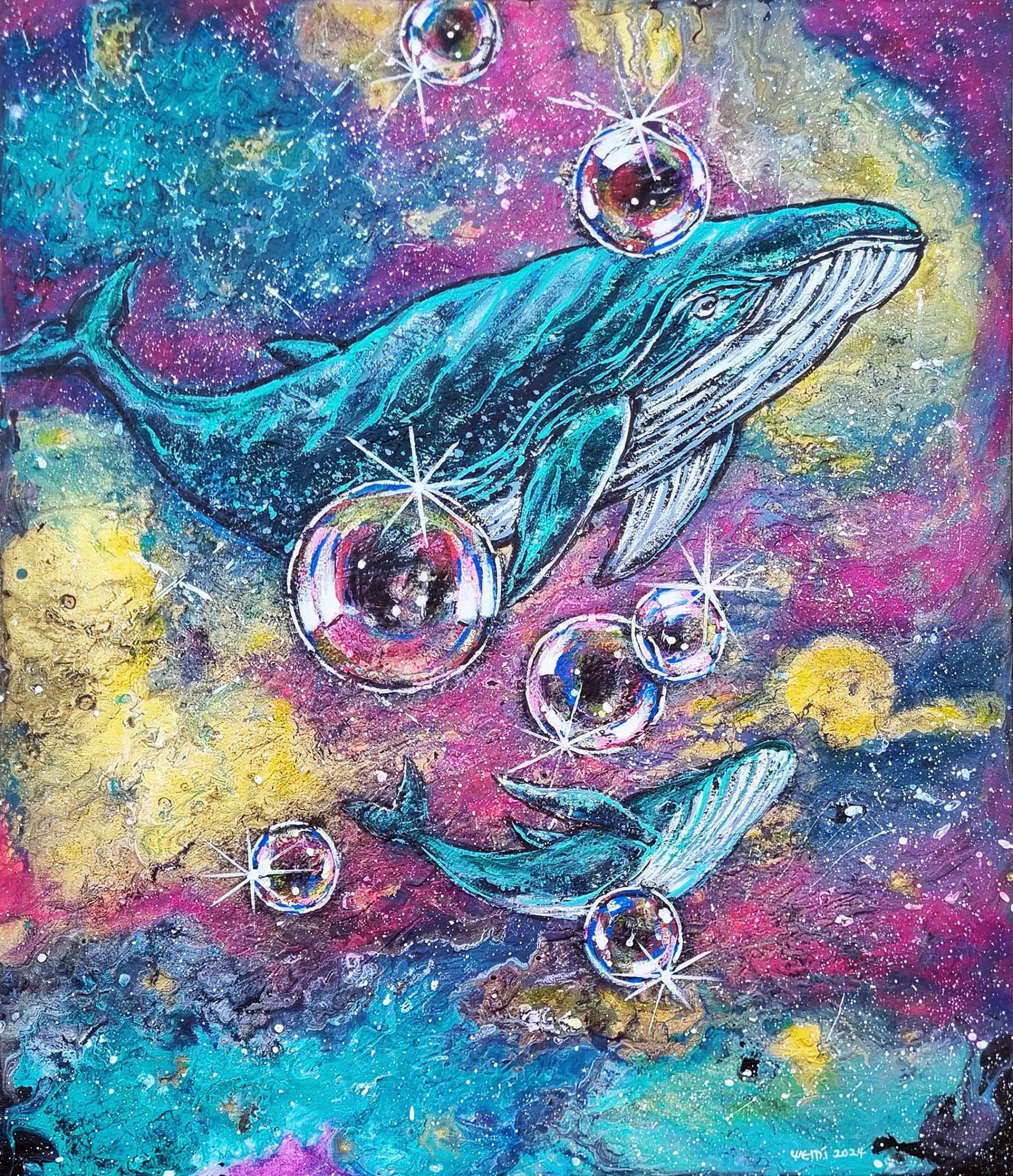 유영하다I, MixedMedia on canvas 2024 - 예미킴