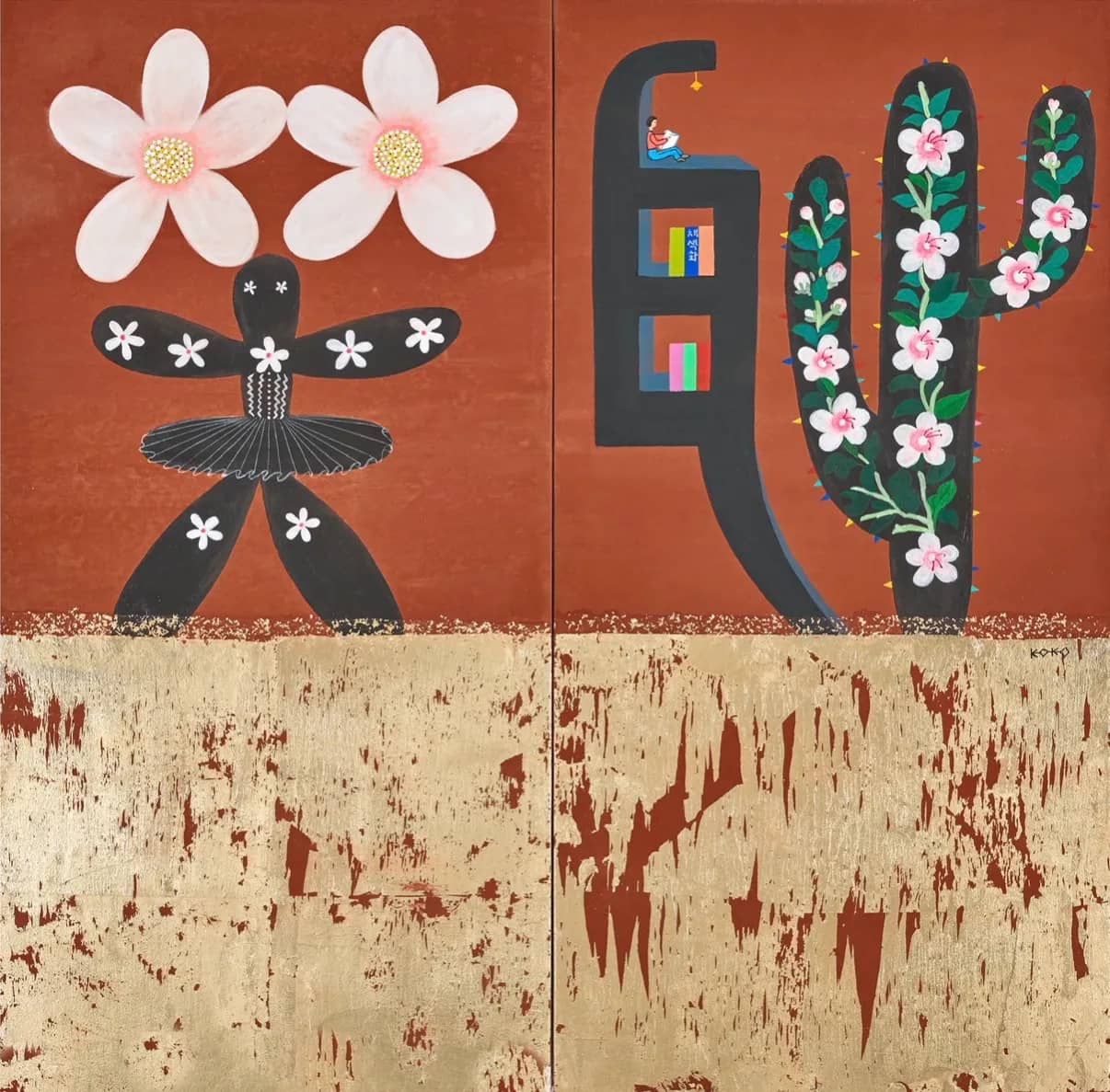 FLOWER, 장지 위에 혼합 재료 2023 - 고미경