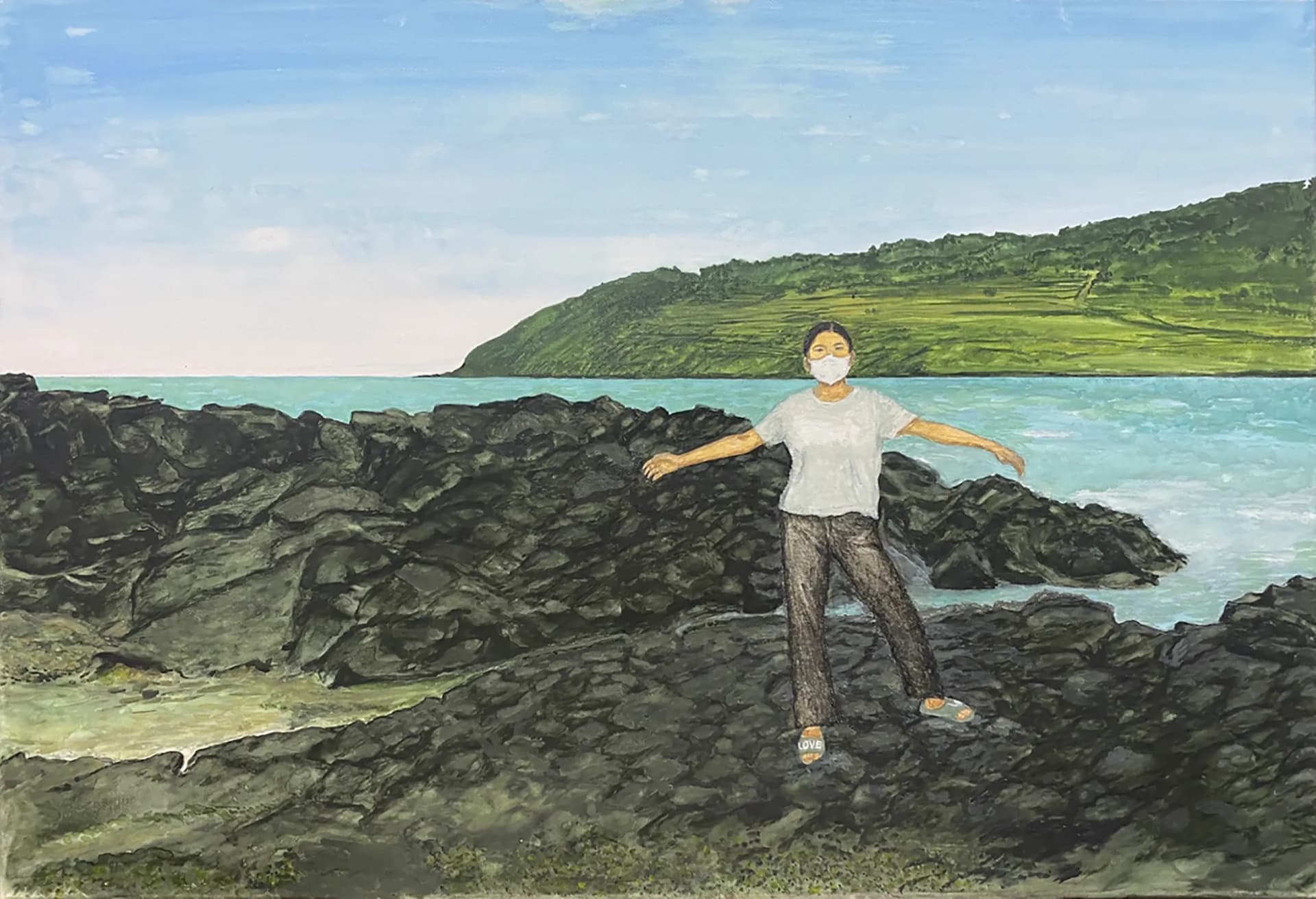 On the Rock, acryic,watercolor on paper 2024 - 이현정