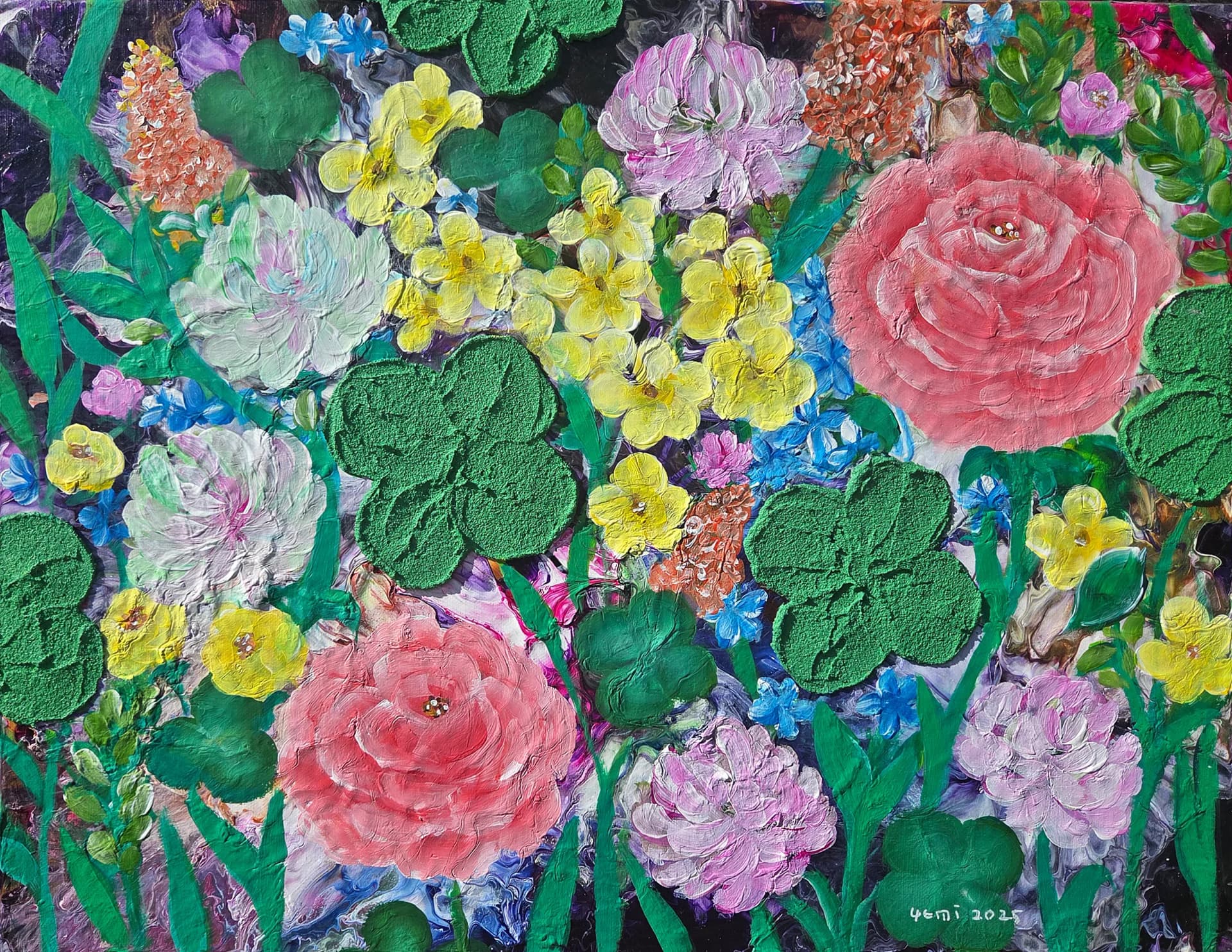 Flower Garden, Mixedmedia on canvas - Yemikim