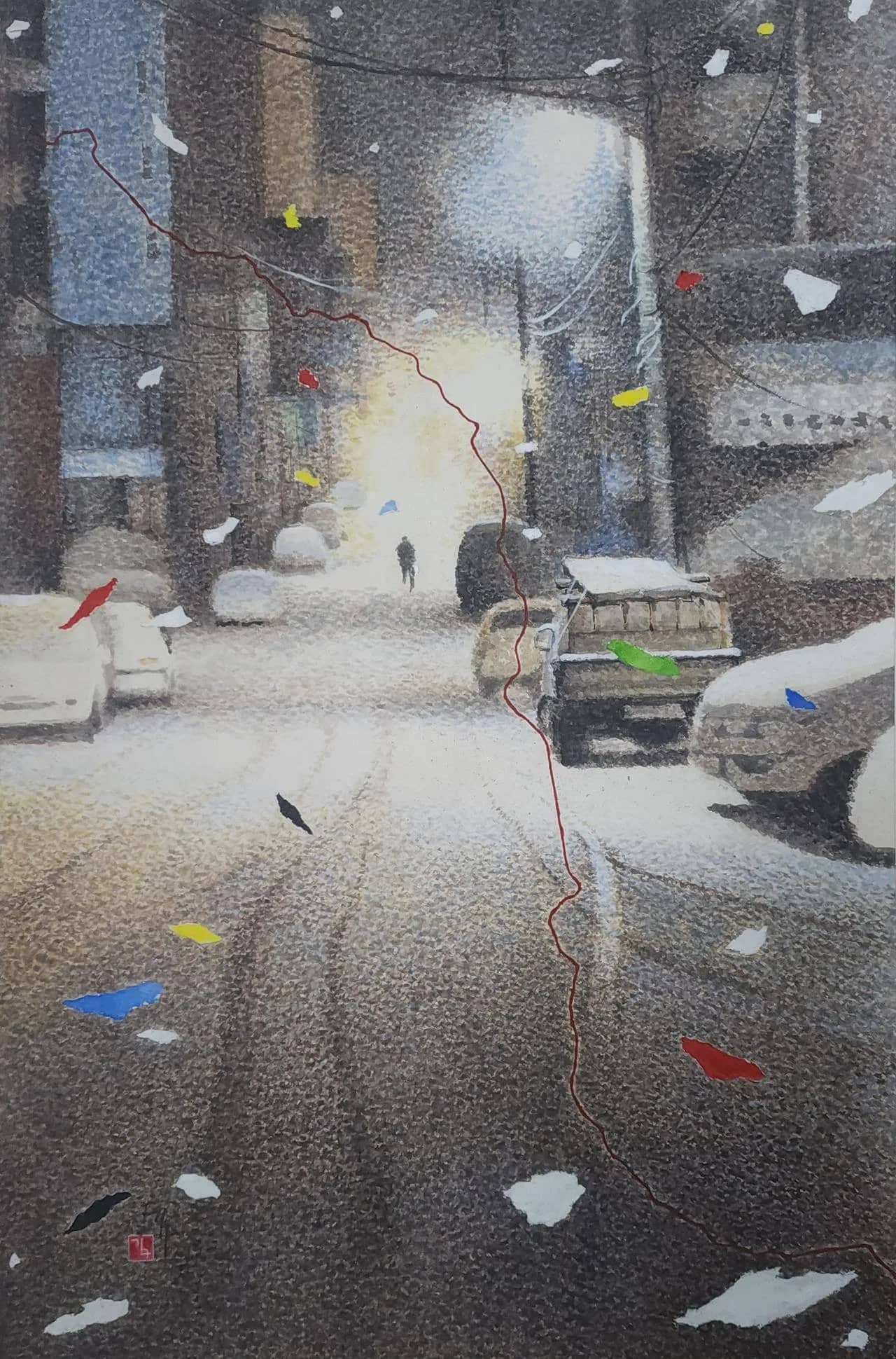 Night Alley-Snowy Road - Chilmoe Kim Gu